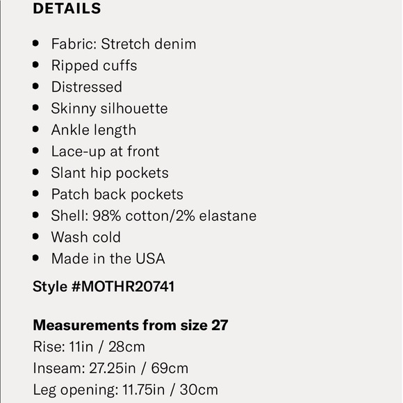 NEW • Mother • The Dazzler Lace Up Jeans White 27 - Picture 5 of 8